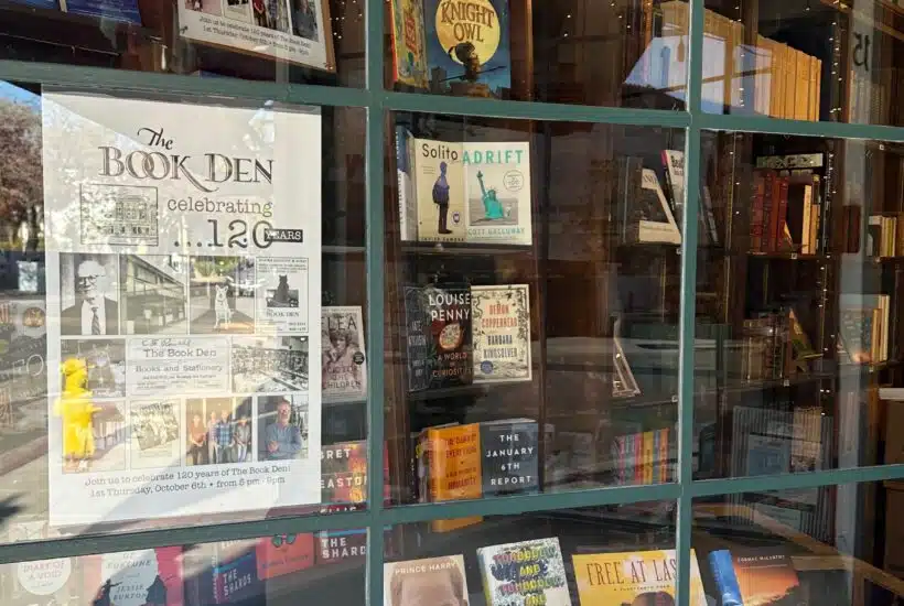 window shopping at the book den in Santa Barbara