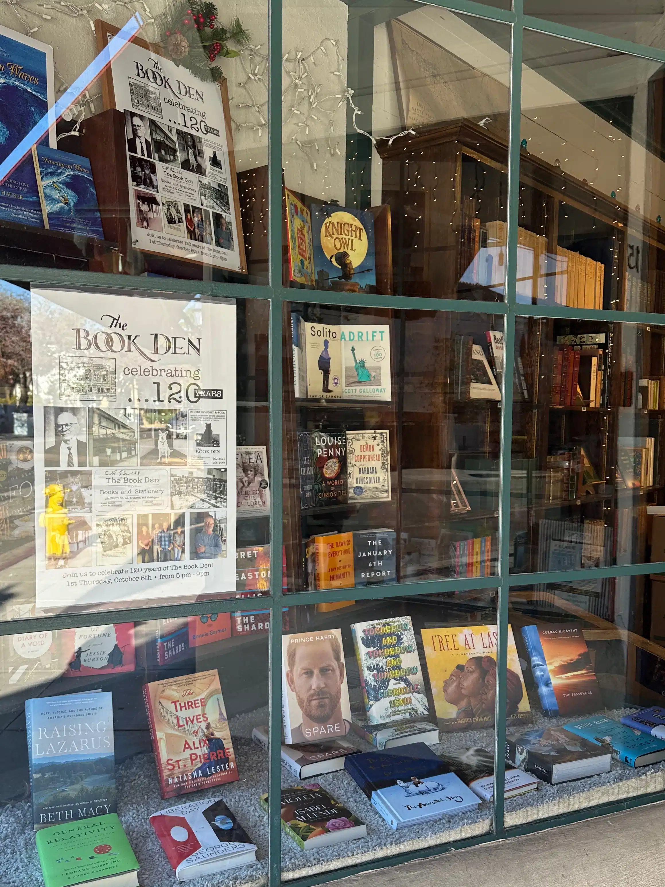 window shopping at the book den in Santa Barbara