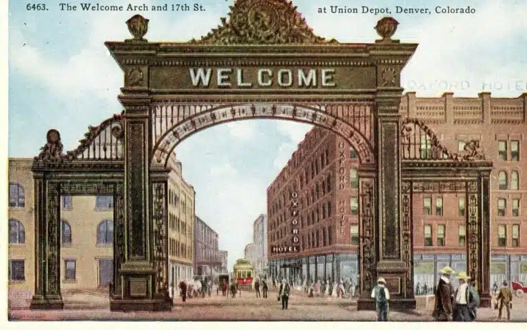 a vintage postcard welcoming you to Denver, Colorado